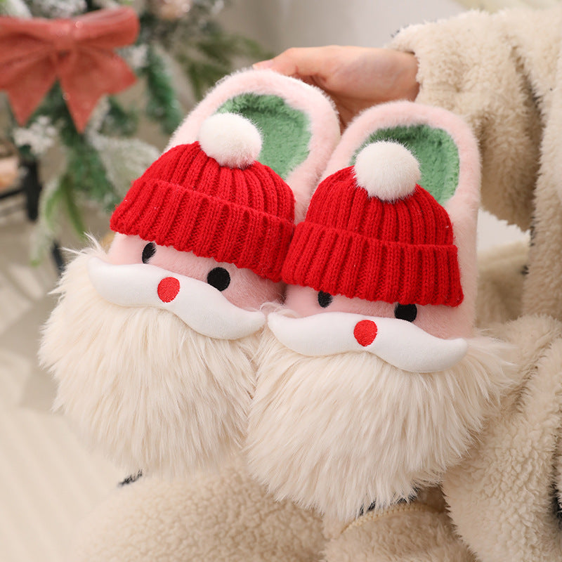 Cute Christmas Santa Claus Home Slippers – Warm Winter Non-Slip Plush Indoor Shoes for Women - ZA-ZOLA