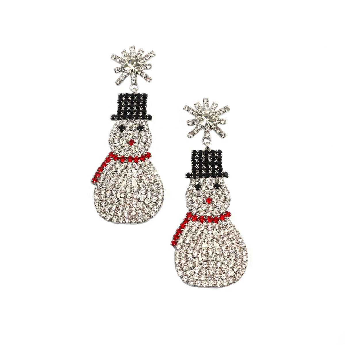 Rhinestone Christmas Snowman Earrings – Cute Festive Fashion Jewelry for Women - ZA-ZOLA