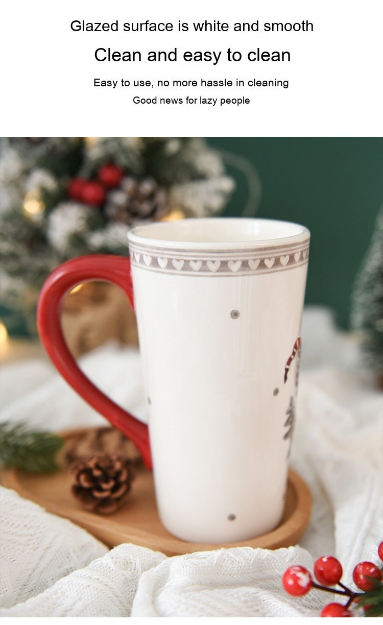 Large Capacity Ceramic Relief Cup | Festive Holiday Drink ware - ZA-ZOLA