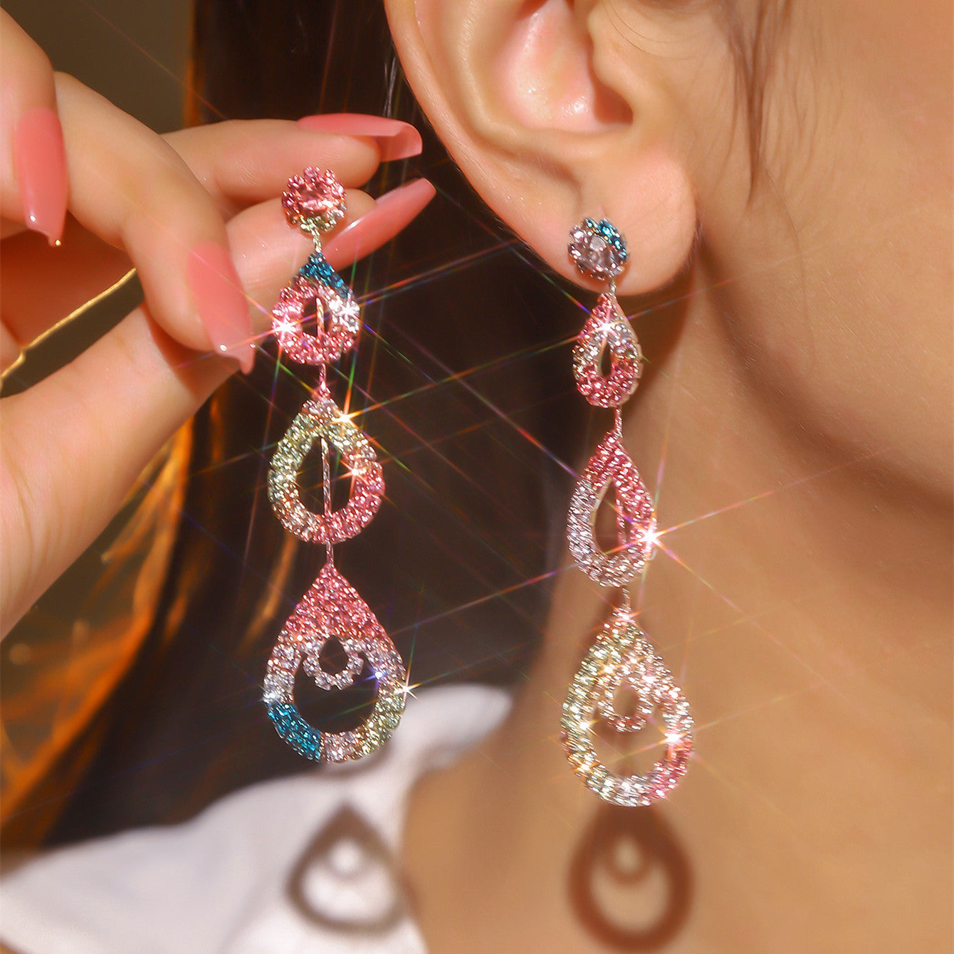 Fashion Rhinestone Long Earrings For Women - ZA-ZOLA