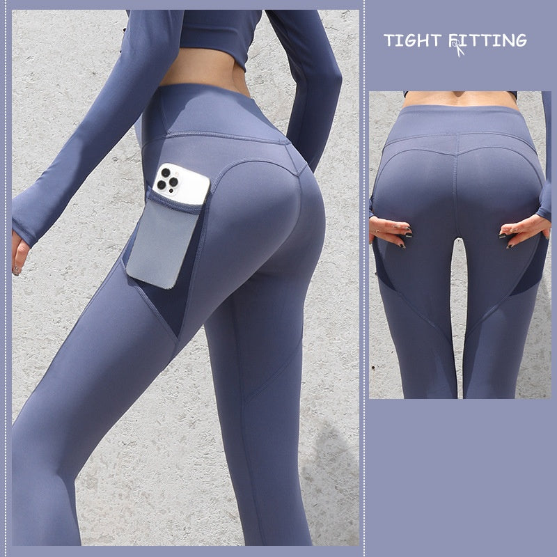 Gym Sport Seamless Leggings with Pockets – Push-Up High Waist Fitness & Yoga Pants for Women