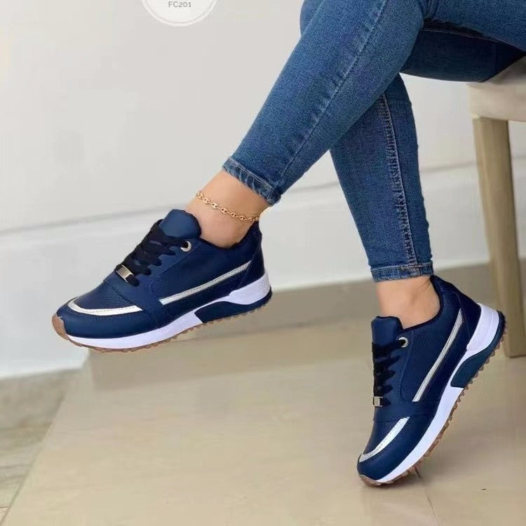 Casual Lace-up Flat Shoes Women Shallow Round Toe Sports Walking Sneakers - ZA-ZOLA