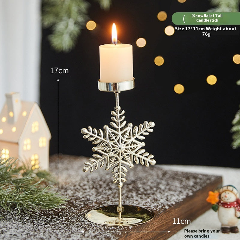 Romantic Wrought Iron Christmas Candlestick – Elegant Candle Tray Decoration - ZA-ZOLA