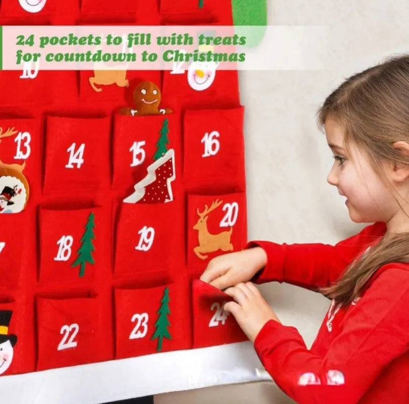 Fabric Advent Calendar with Santa Claus Felt Ornaments – DIY Christmas Decoration - ZA-ZOLA