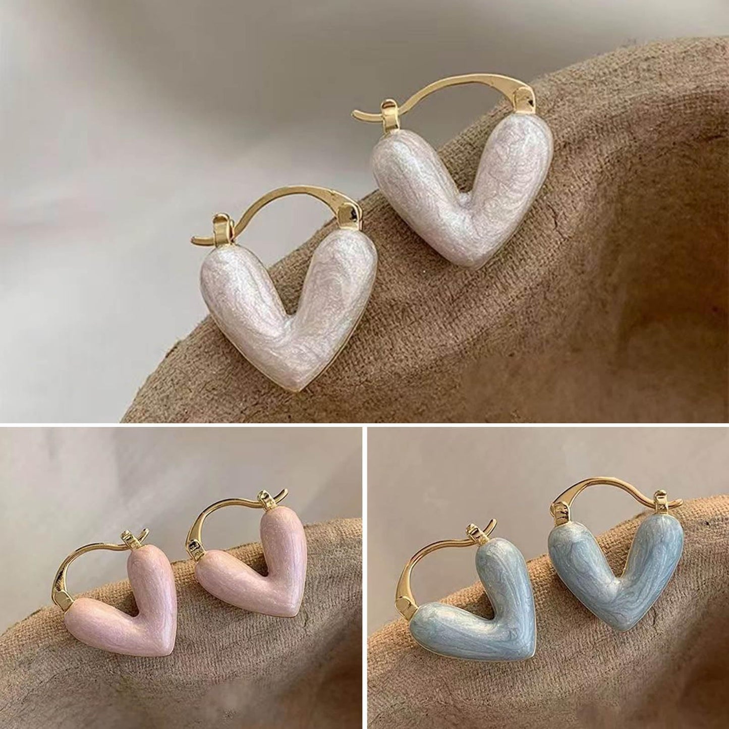 Fashion Jewelry Heart Pendant Drop Earrings For Women Summer Trinket Luxury Jewelry Vacation Accessories Enamel Earring - ZA-ZOLA