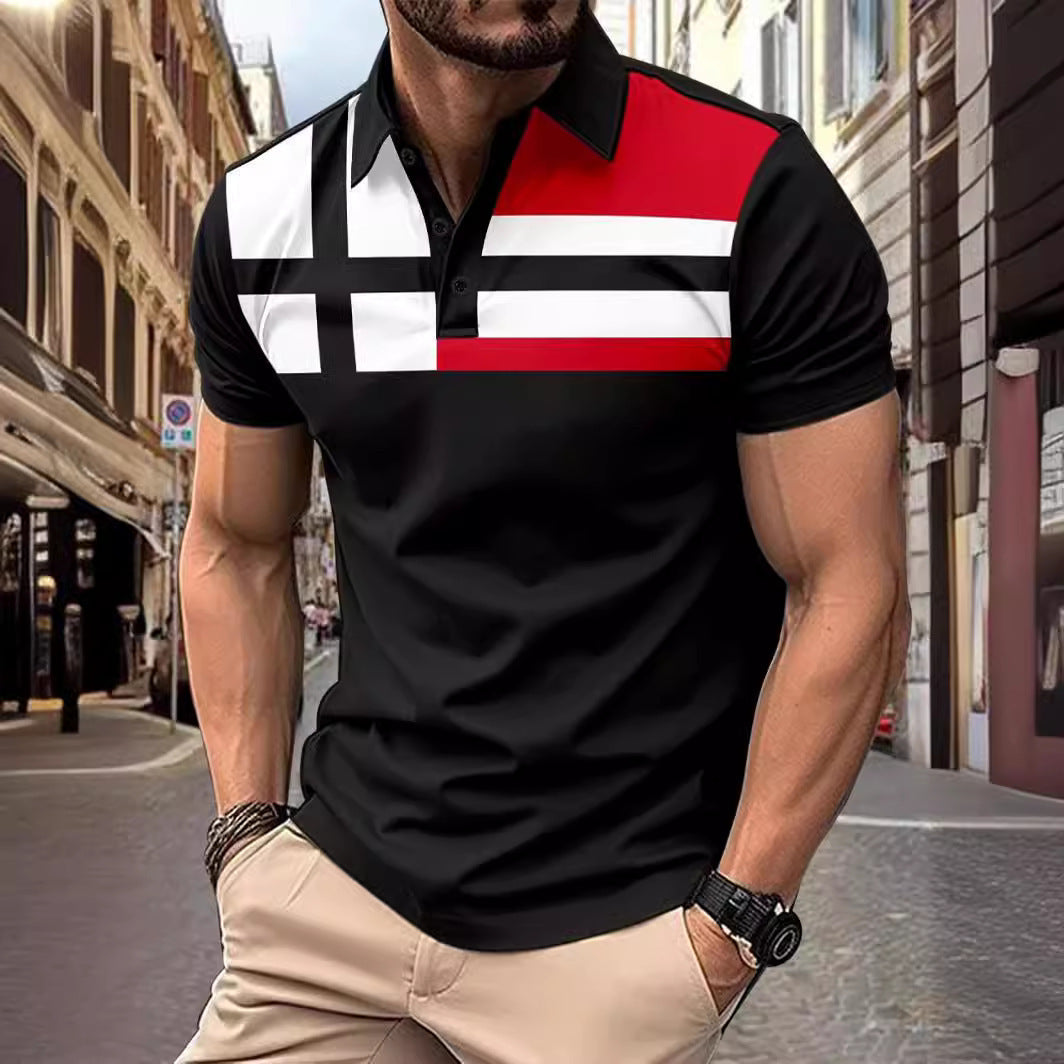 Men's Striped Printed Casual TopProduct information:
 
 Pattern: stripes
 
 Color: red, yellow, blue
 
 Details of clothing style: Patch
 
 Size: S,M,L,XL,XXL,XXXL
 
 Main fabric composition: PolyeTopZA-ZOLAZA-ZOLAStriped Printed Casual Top