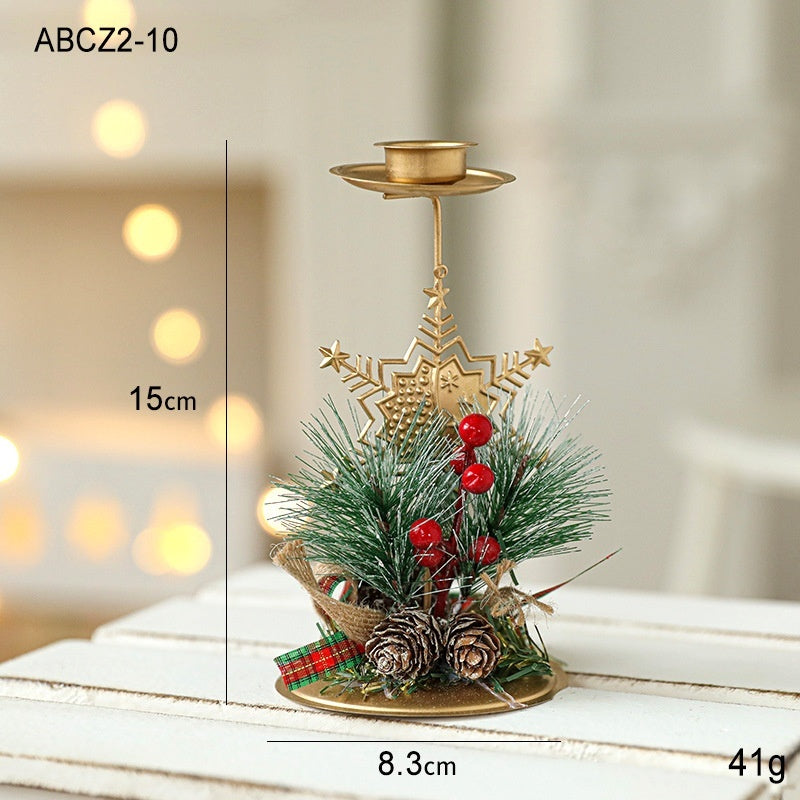 Golden Wrought Iron Christmas Candlestick – Elegant Window Decoration for the Holidays - ZA-ZOLA