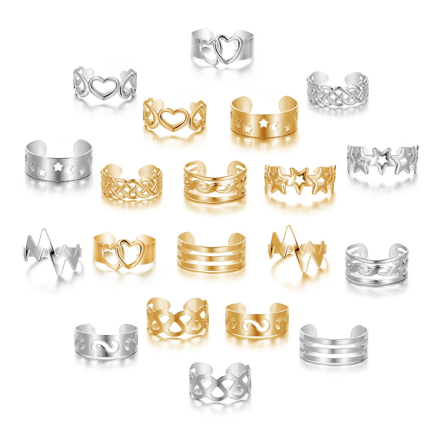 Alloy Star Moon Toe Ring 10-piece Set - ZA-ZOLA