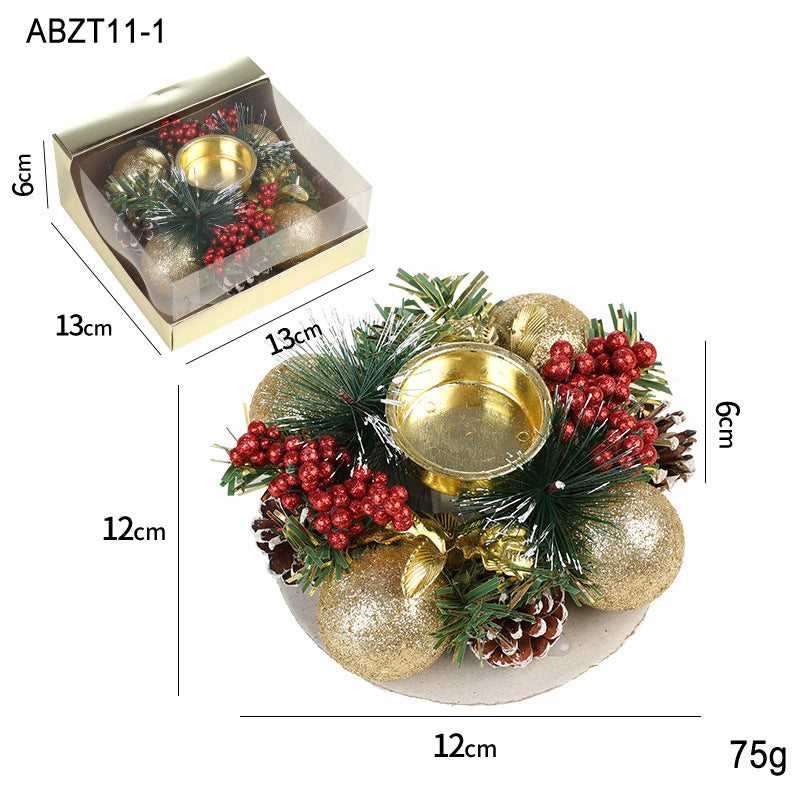 Festive Metal Candlestick Wreath | Elegant Pinecone Candle Holder - ZA-ZOLA