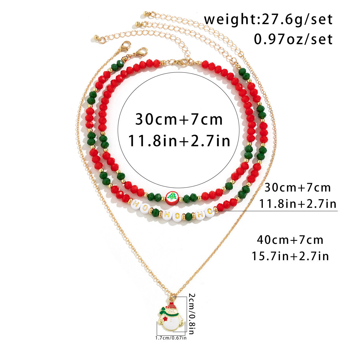 Charming Beaded Women's Necklace - Christmas Snowman Gift with Imitation Crystal Ornament - ZA-ZOLA