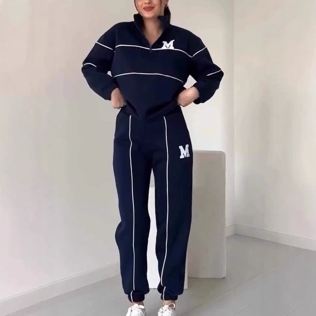 Women's Sweater Letter Long Sleeve Sports Suit – Stylish & Comfortable Activewear