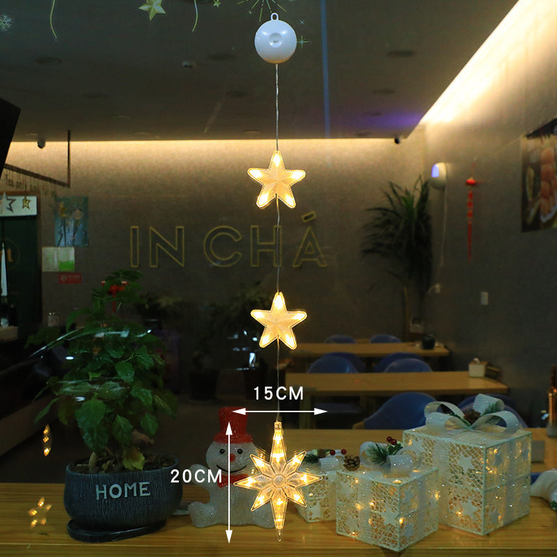 3pcs LED Star Ornaments – Xmas Tree Hanging Sucker Lamps for Festive Home Decor - ZA-ZOLA