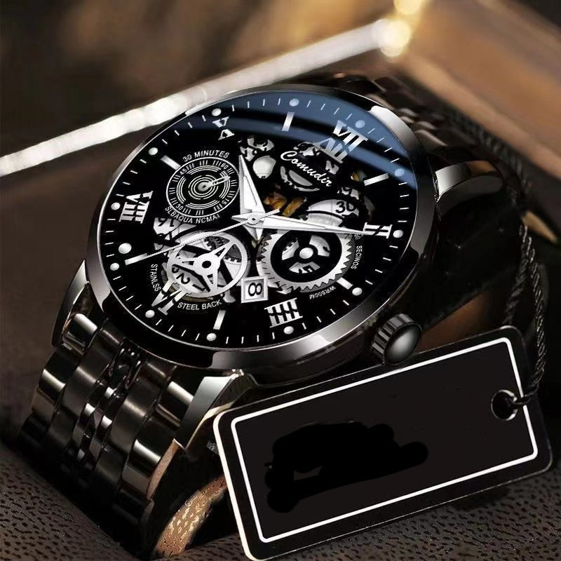 Fashion Jewelry Hollow Men's Watch Men's Waterproof Luminous Calendar - ZA-ZOLA