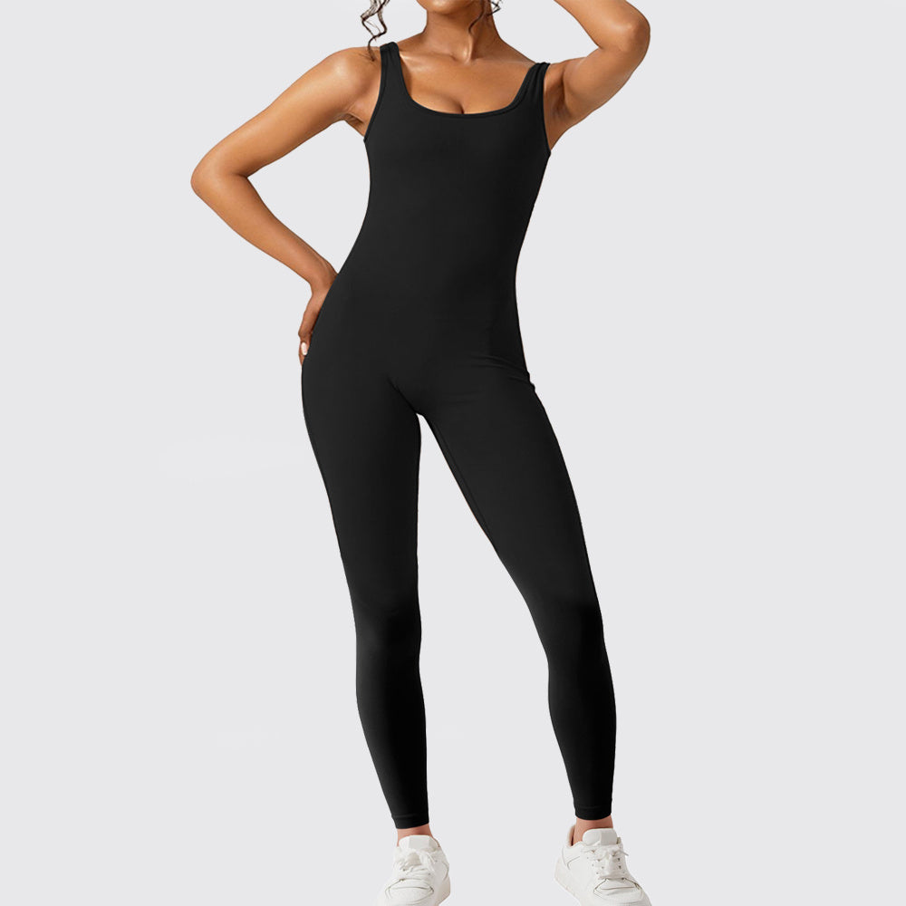 Women’s Sleeveless Flare Jumpsuit – Fitness & Yoga Long Pants for Comfort and Style