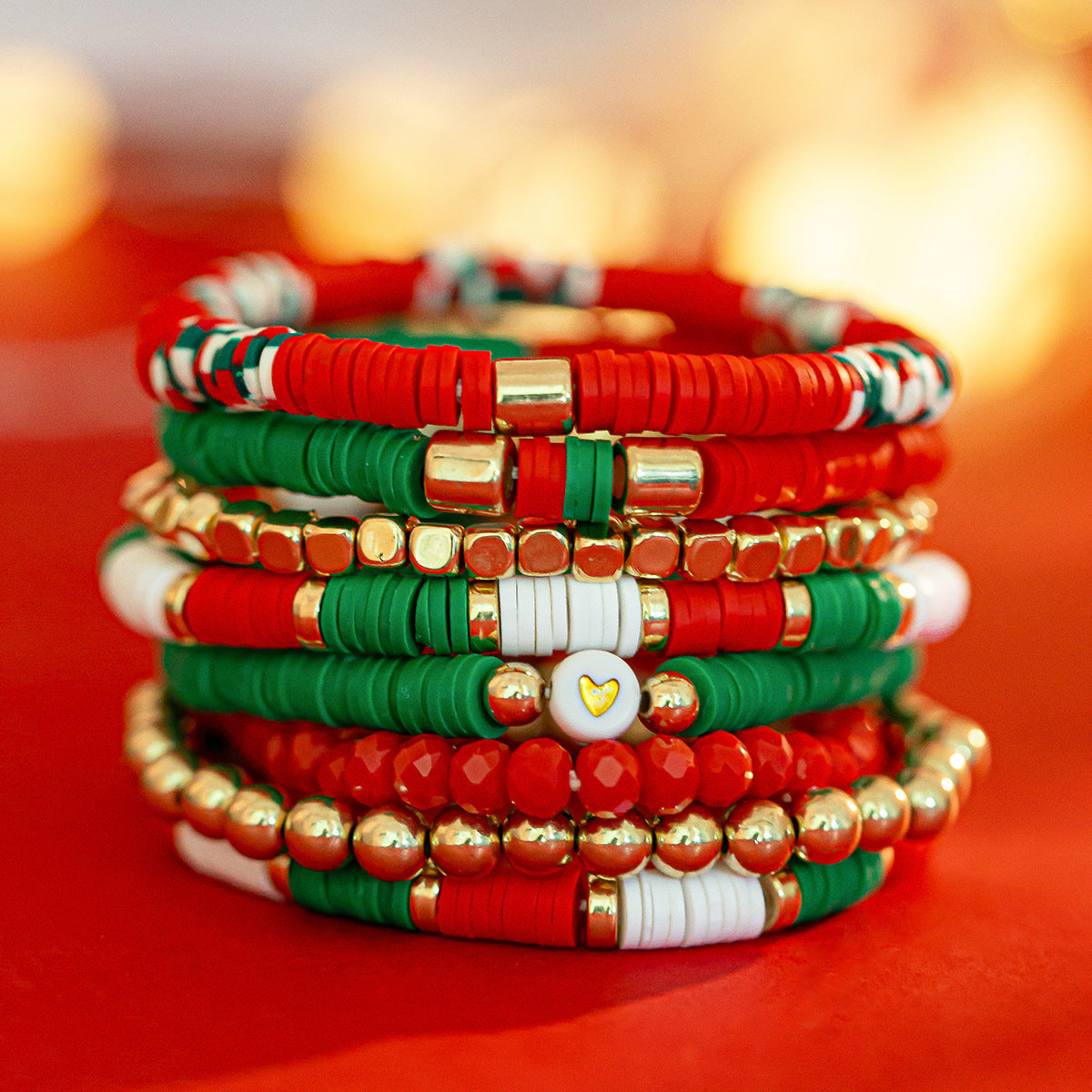 Festive Christmas Polymer Clay Color Bracelet Set - Perfect Holiday Gift! - ZA-ZOLA