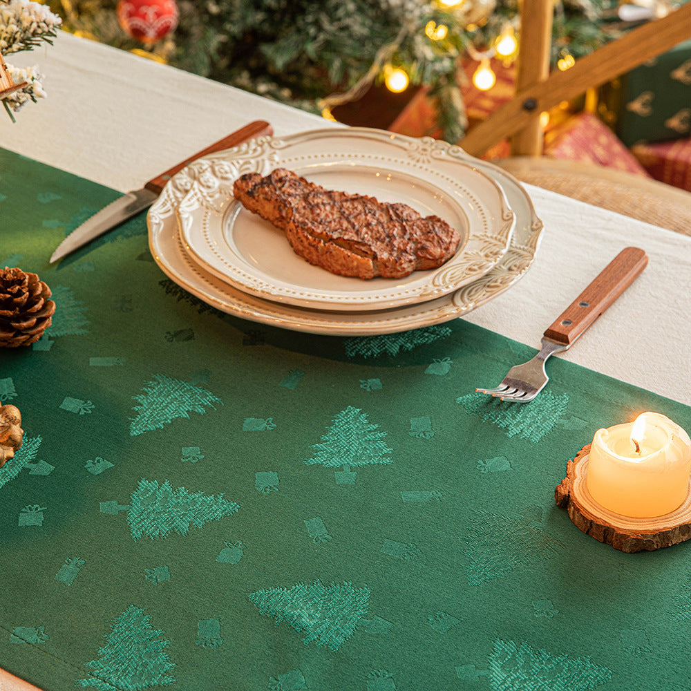 Dark Jacquard Christmas Table Runner | Elegant Holiday Dining Decor - ZA-ZOLA