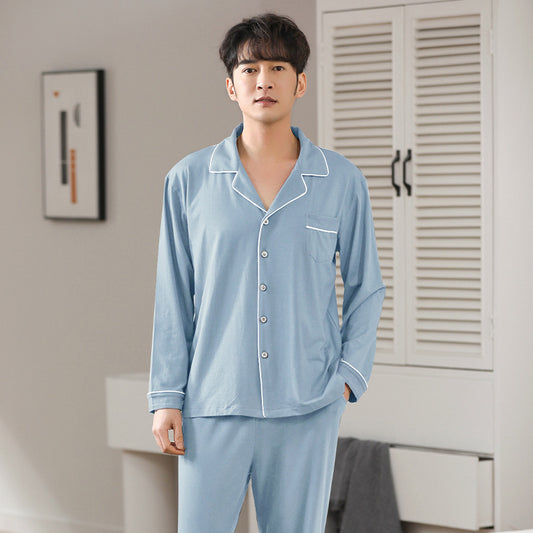 Modal Pajamas Men's Spring And Autumn Long Sleeve Cardigan Suit - ZA-ZOLA