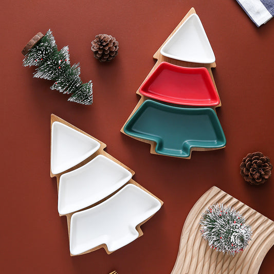 Christmas Tree Ceramic Snack Dish | Festive Candy & Fruit Plate - ZA-ZOLA