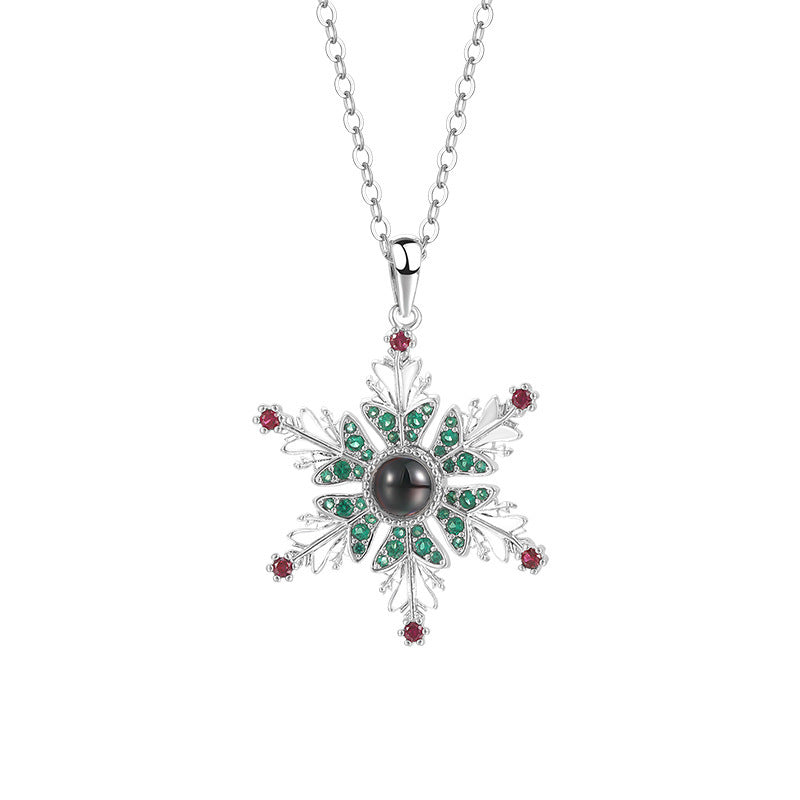 New Christmas Snowflake Projection Necklace – Romantic Gift for Couples & Women's Clavicle Chain Jewelry - ZA-ZOLA