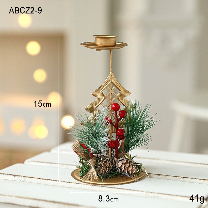 Golden Wrought Iron Christmas Candlestick – Elegant Window Decoration for the Holidays - ZA-ZOLA