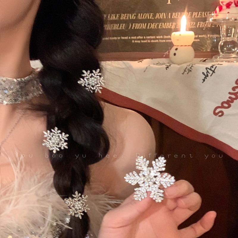 Snowflake Pearl Barrettes – Elegant Hairpins for Women’s Festive Hairstyles - ZA-ZOLA