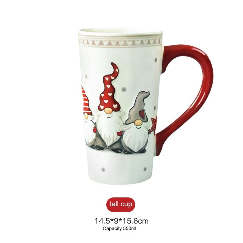 Large Capacity Ceramic Relief Cup | Festive Holiday Drink ware - ZA-ZOLA