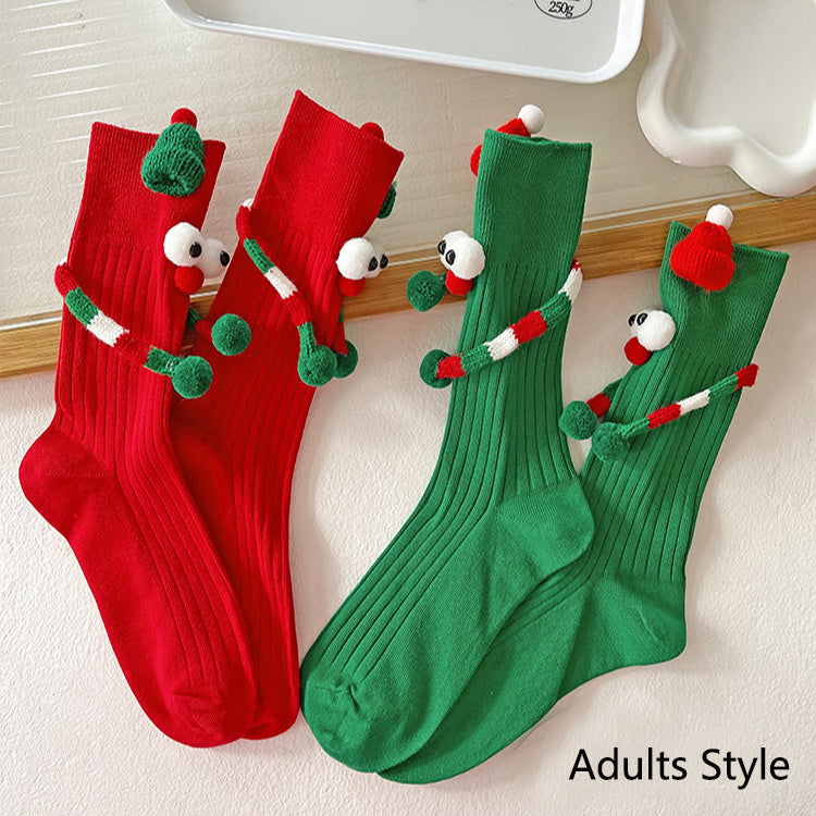 Cute Cartoon Christmas Cotton Socks – Solid Middle-Tube Socks for Adults & Children - ZA-ZOLA