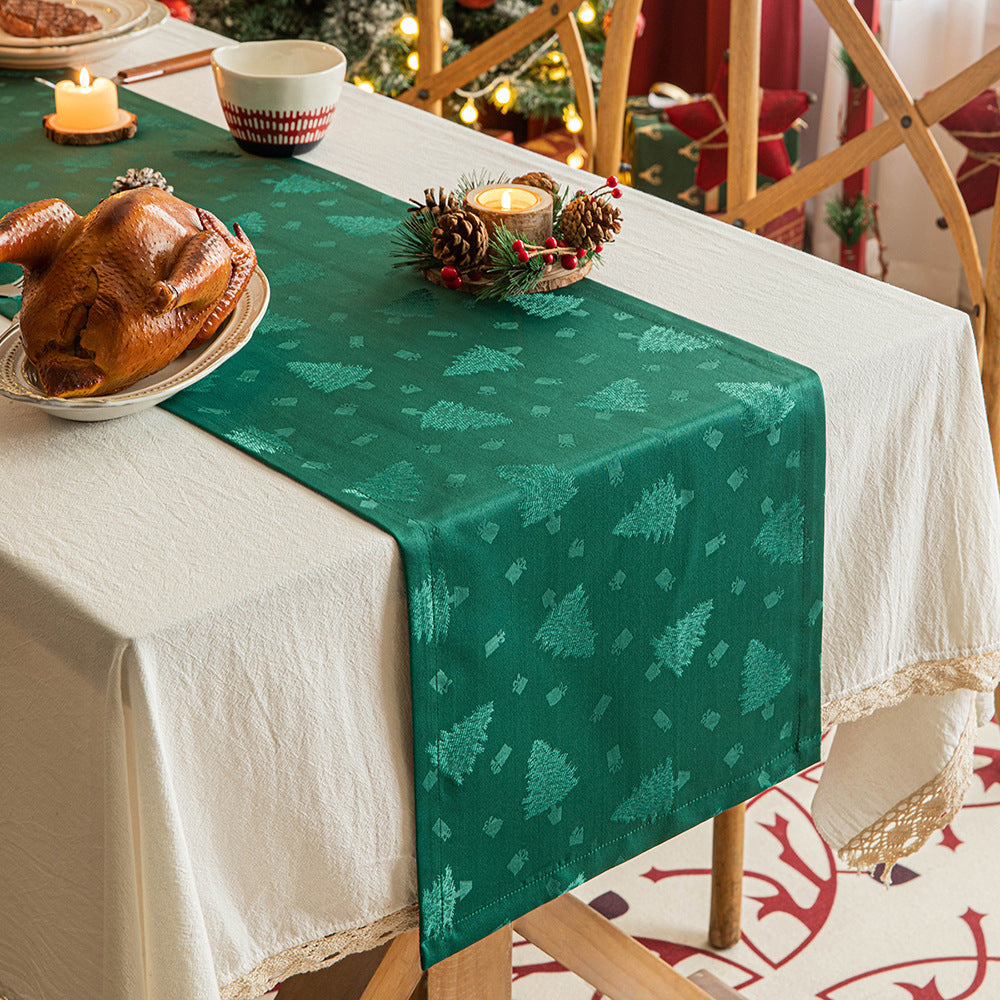 Dark Jacquard Christmas Table Runner | Elegant Holiday Dining Decor - ZA-ZOLA