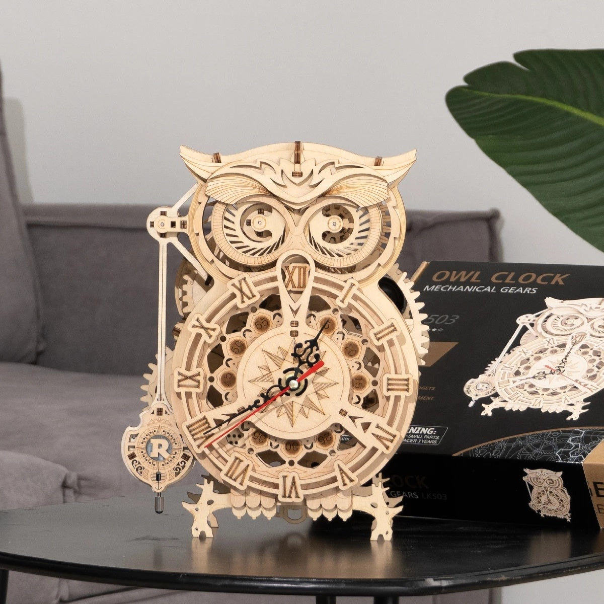 Robotime Rokr 3D Owl Wooden Clock Kit | Creative DIY Building Toy for Kids Christmas Gifts - ZA-ZOLA