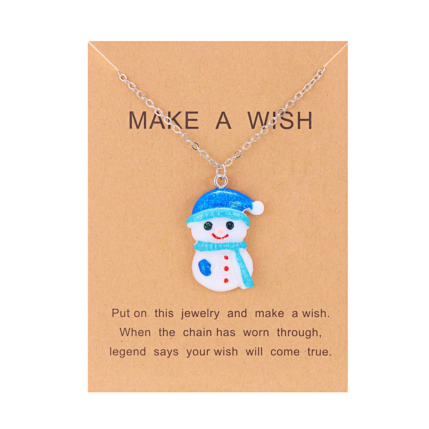 Cute Cartoon Resin Christmas Necklace – Snowman & Santa Claus Pendant Clavicle Chain for Women - ZA-ZOLA