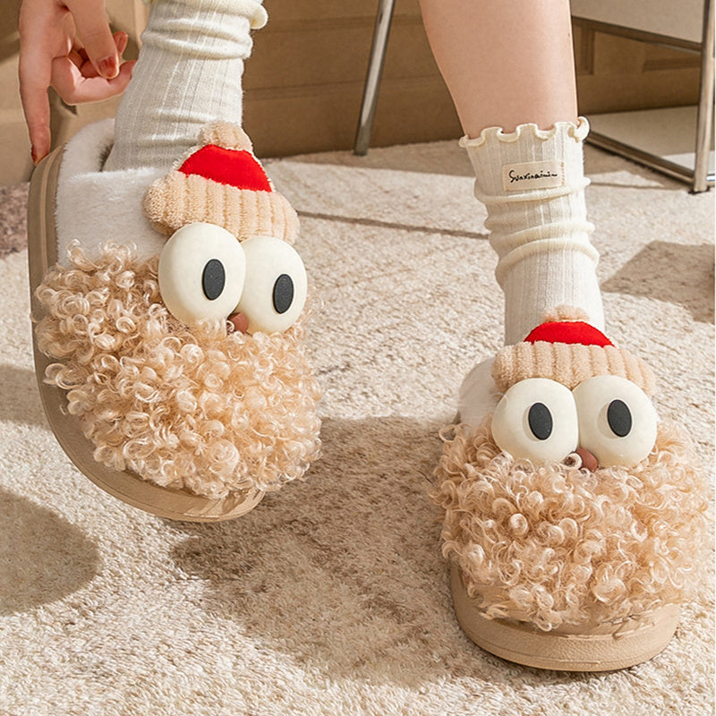 Cartoon Santa Claus Plush Slippers – Cozy Christmas Non-Slip Cotton Shoes for Couples, Women & Men – Warm Indoor Footwear - ZA-ZOLA