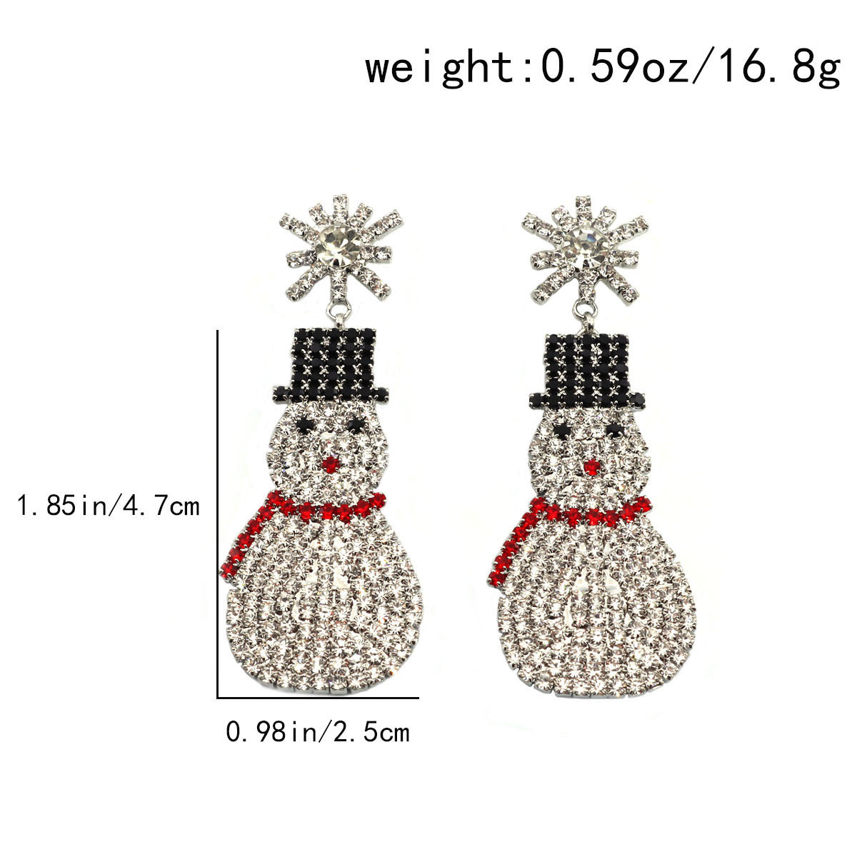 Rhinestone Christmas Snowman Earrings – Cute Festive Fashion Jewelry for Women - ZA-ZOLA