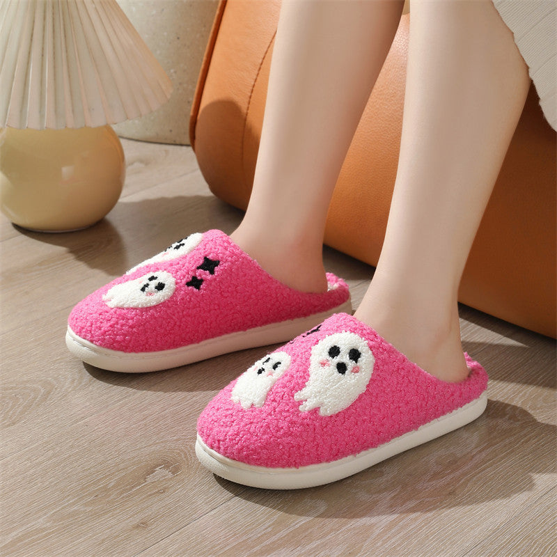 Halloween Cartoon Ghost Cotton Slippers For Women Indoor Non-slip Bedroom Floor Slipper Winter House Shoes - ZA-ZOLA