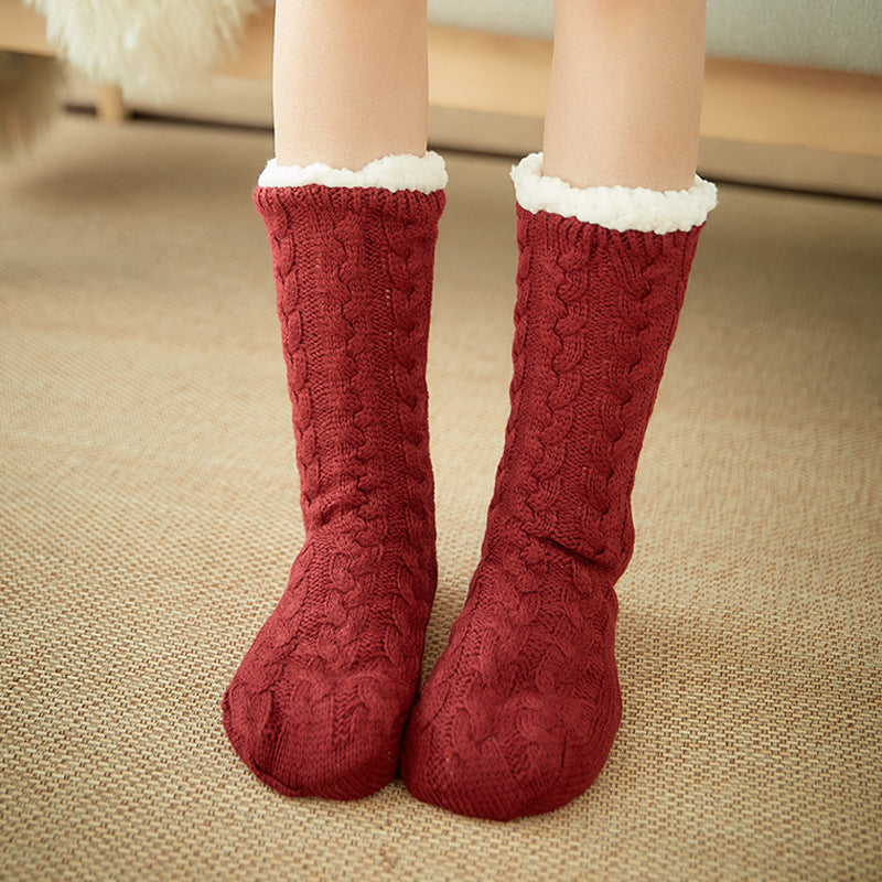 Winter Warm Knitted Plush Floor Socks – Non-Slip Indoor Carpet Socks for Men & Women - ZA-ZOLA