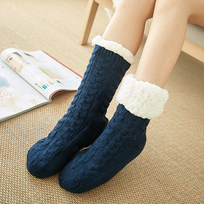 Winter Warm Knitted Plush Floor Socks – Non-Slip Indoor Carpet Socks for Men & Women - ZA-ZOLA