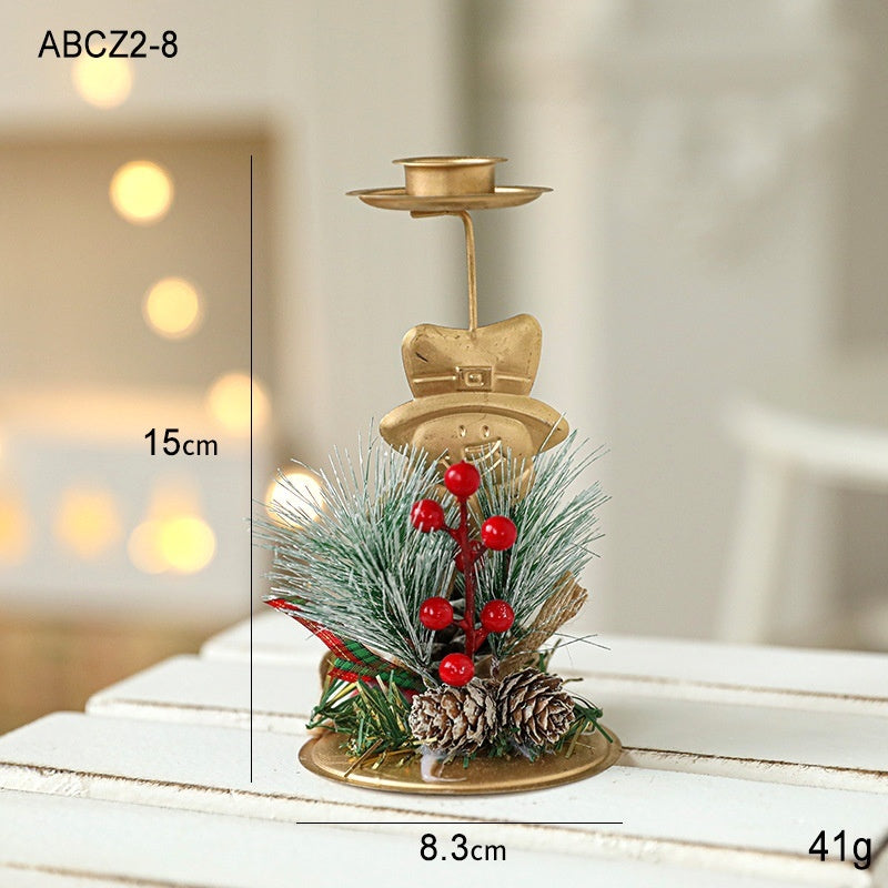 Golden Wrought Iron Christmas Candlestick – Elegant Window Decoration for the Holidays - ZA-ZOLA