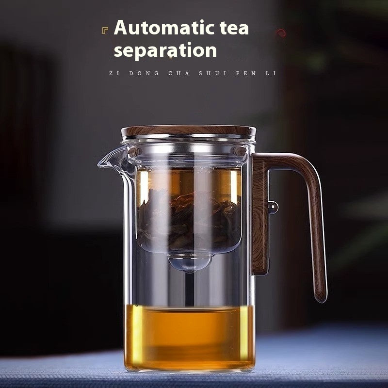 One Click Magnetic Teapot Separation Filtration Glass Tea Pot Wood Handle Tea Water Separation Inner Container Teapot - ZA-ZOLA