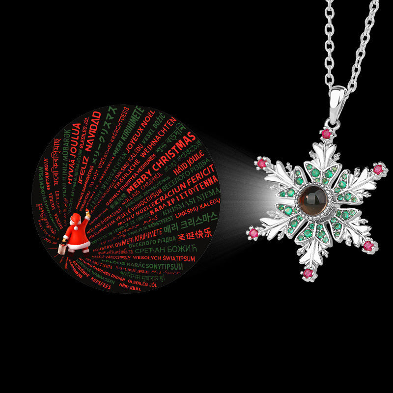 New Christmas Snowflake Projection Necklace – Romantic Gift for Couples & Women's Clavicle Chain Jewelry - ZA-ZOLA