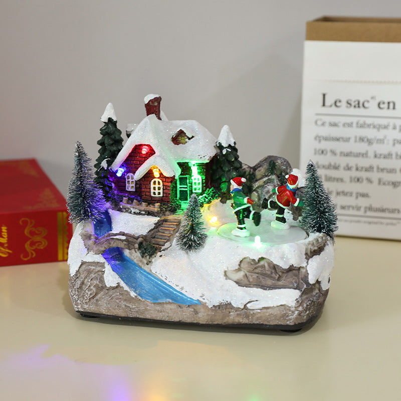 Rotating Christmas Resin Music Box – Luminous Holiday Ornament with Soothing Melody - ZA-ZOLA