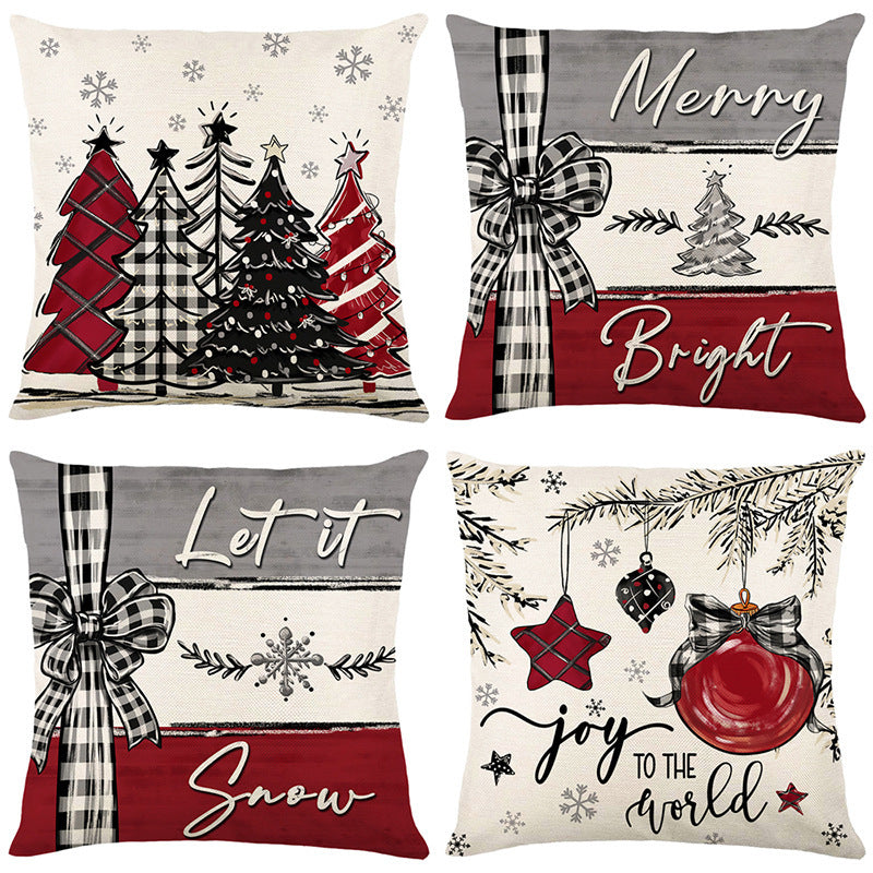 Christmas Tree Linen Pillow Cover – Festive Printed Throw Pillowcase for Holiday Decor - ZA-ZOLA