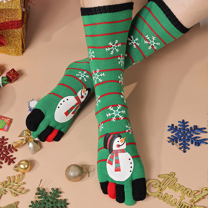 Cute Christmas Five-Finger Socks – Cozy Winter Elastic Split-Toe Socks for Women – Sweat-Absorbent Comfort - ZA-ZOLA