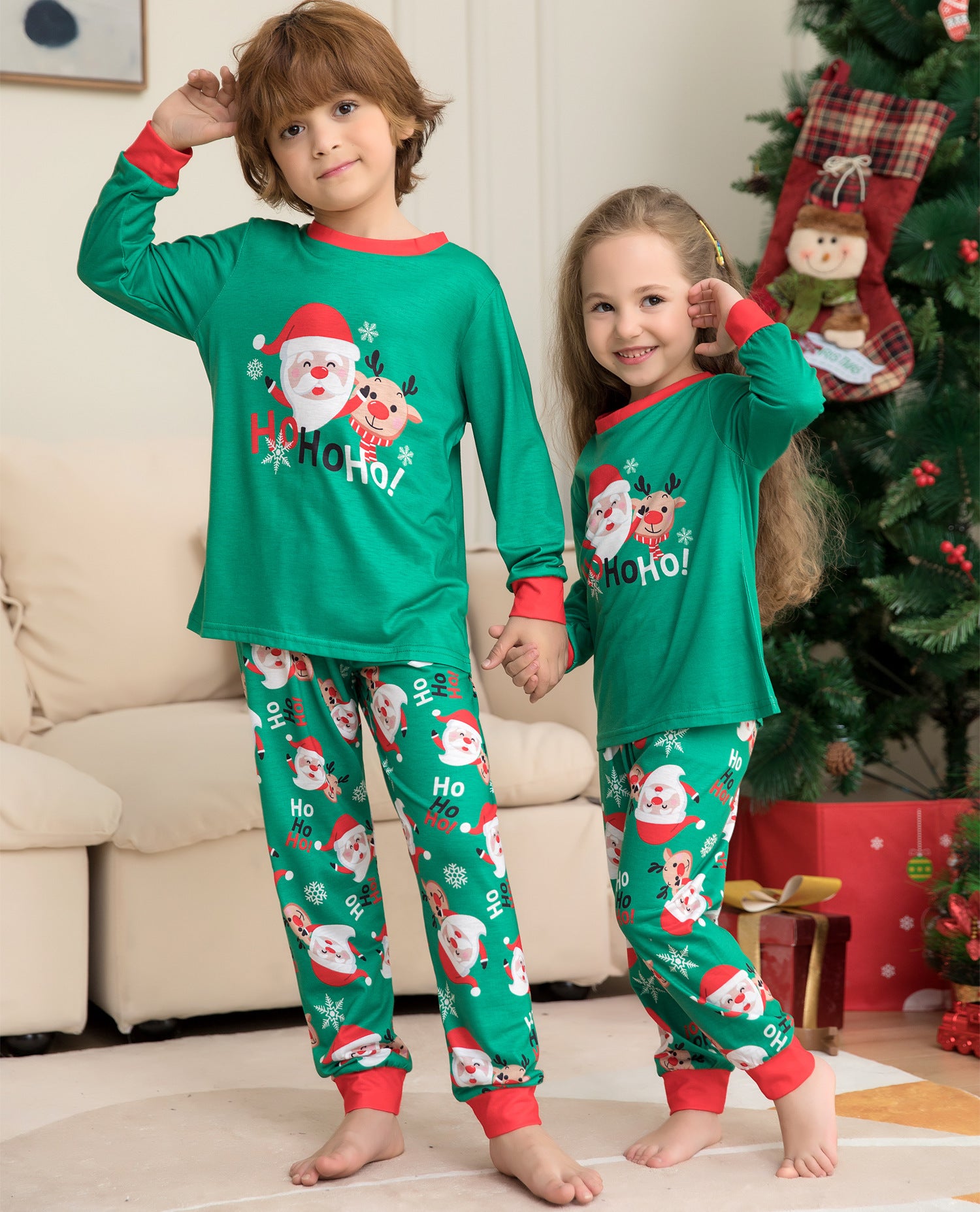 Matching Family Christmas Pajamas – Santa Claus Printed Top PJs Sets for Festive Sleepwear - ZA-ZOLA