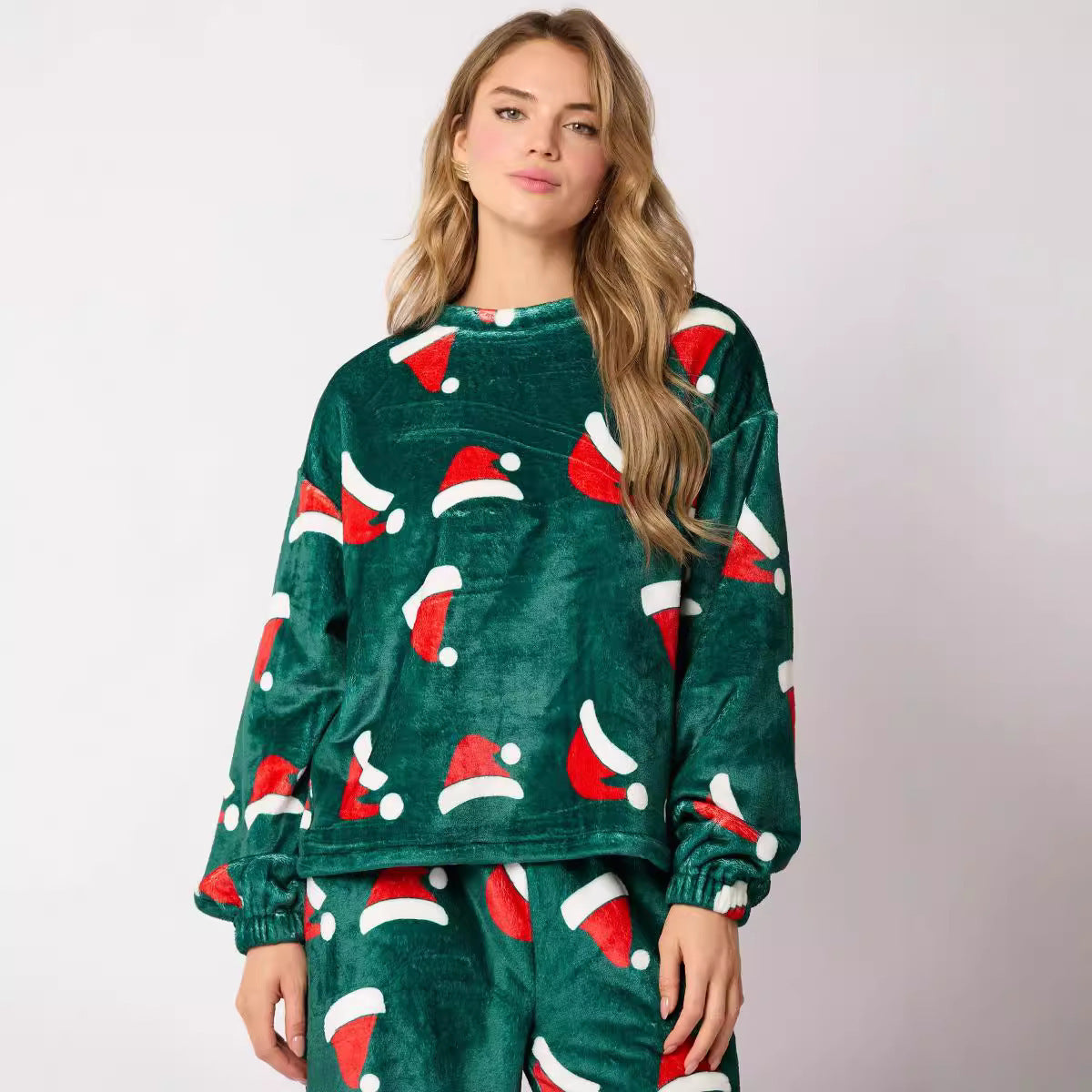 Women's Christmas Pajamas with Hat – Long Sleeve & Trousers Suit for Festive Comfort - ZA-ZOLA