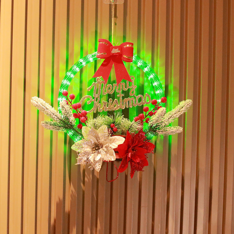 30CM LED Christmas Garland – Luminous Door Hanging Decoration for Festive Cheer - ZA-ZOLA