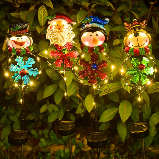 Solar Christmas LED Snowman & Elk Lights – Festive Ground Plug Lighting for Outdoor Holiday Decor - ZA-ZOLA