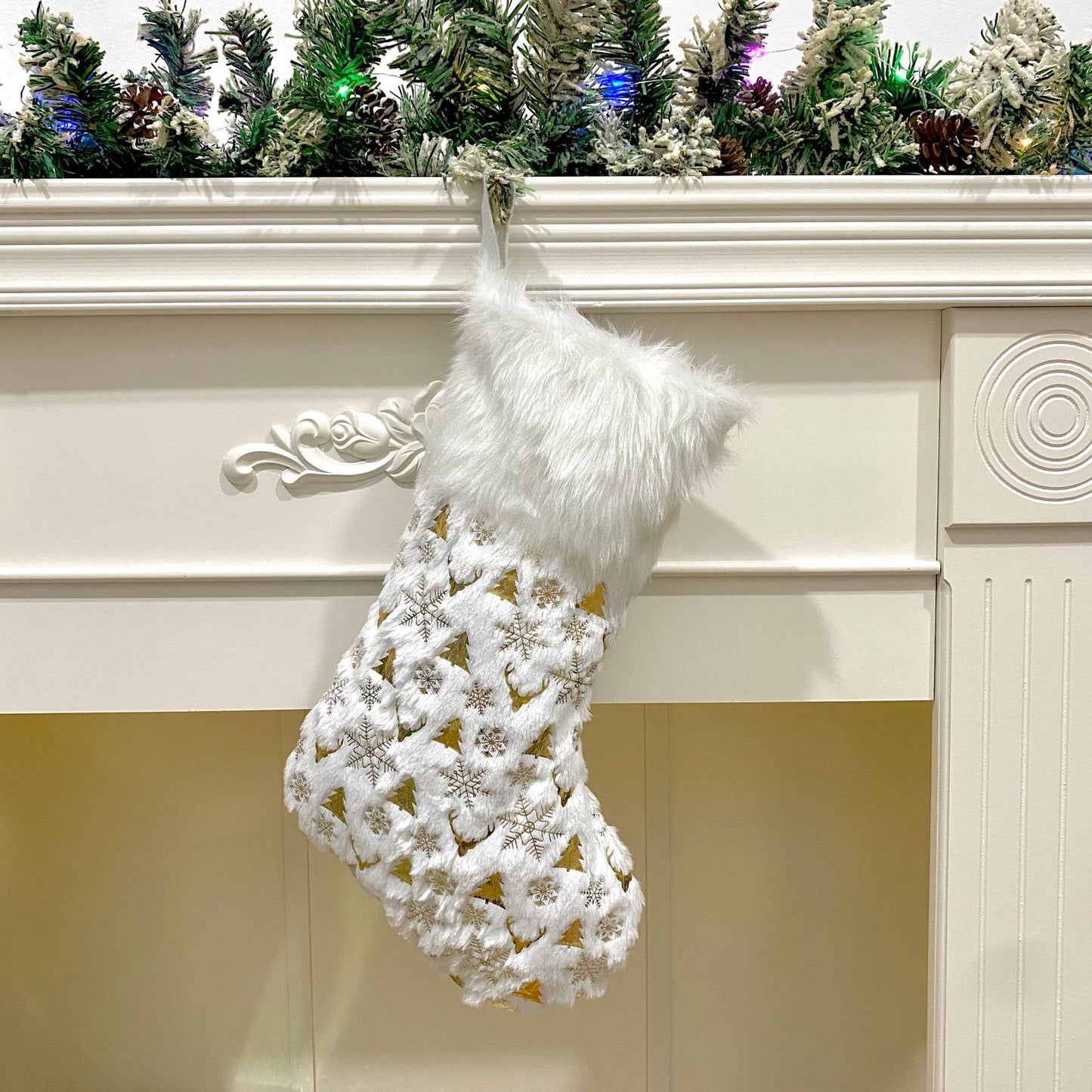 Gilded Plush Christmas Socks Gift Bag – Festive Decorations for Holiday Gifting - ZA-ZOLA