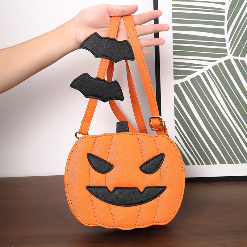 Halloween Bags Funny Pumpkin Cartoon Shoulder Crossbody Bag With Bat Personalized Creative Female Bag - ZA-ZOLA