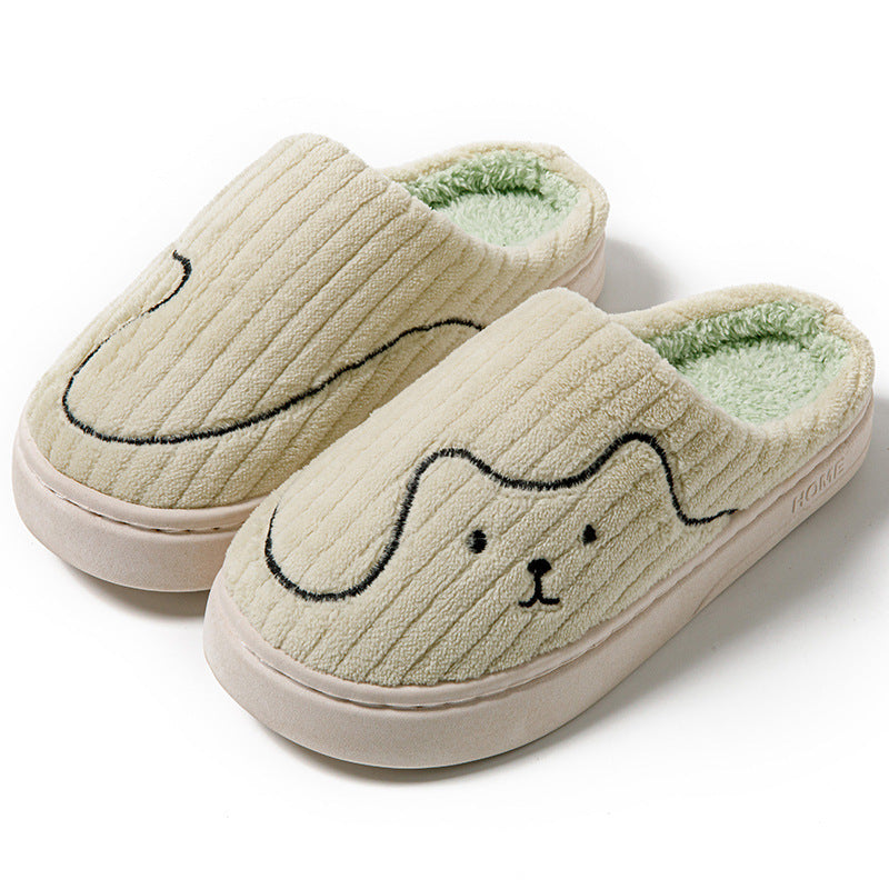 Striped Cat Slippers Indoor Couple Non-slip Floor Bedroom Slipper Winter Warm Plush House Shoes Women Men - ZA-ZOLA