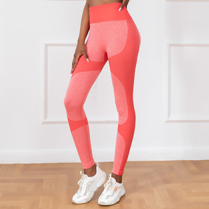 Yogahose mit Streifenmuster – Nahtlose Po-Lift-Leggings mit hoher Taille zum Laufen und Fitness