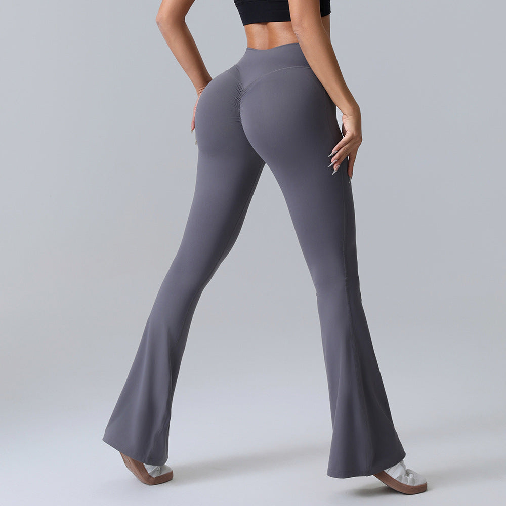 Hip-Lift Yoga Flared Pants – High Waist Quick-Dry Wide Leg Fitness Trousers for Women